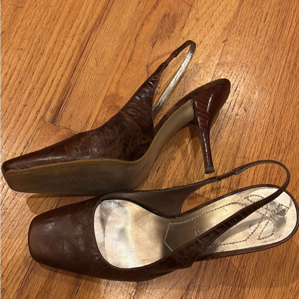 Nine West Brown Slingback Heels